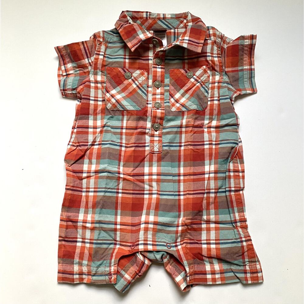 Tea Collection Red Plaid Madras Romper